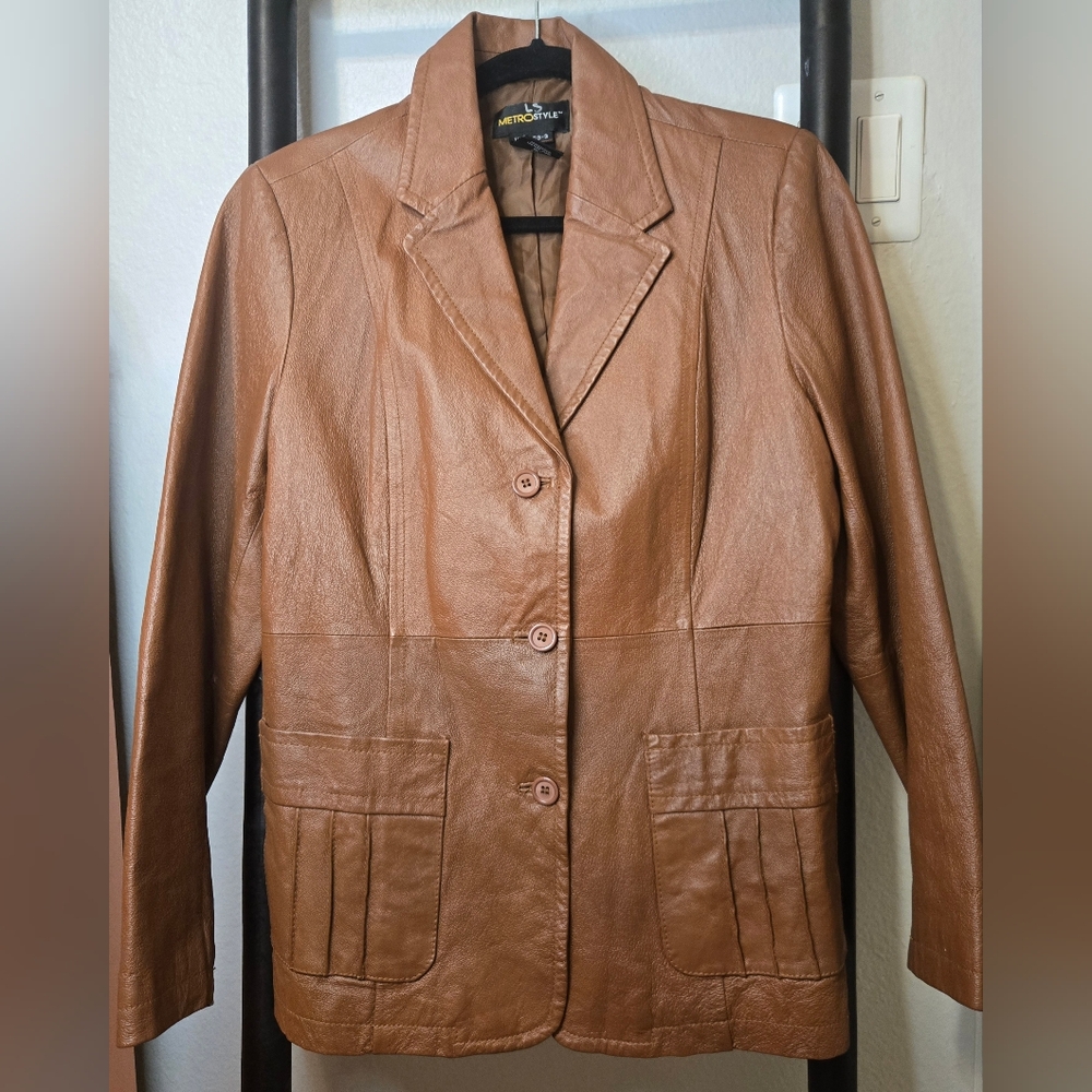 metrostyle Tan Leather Blazer